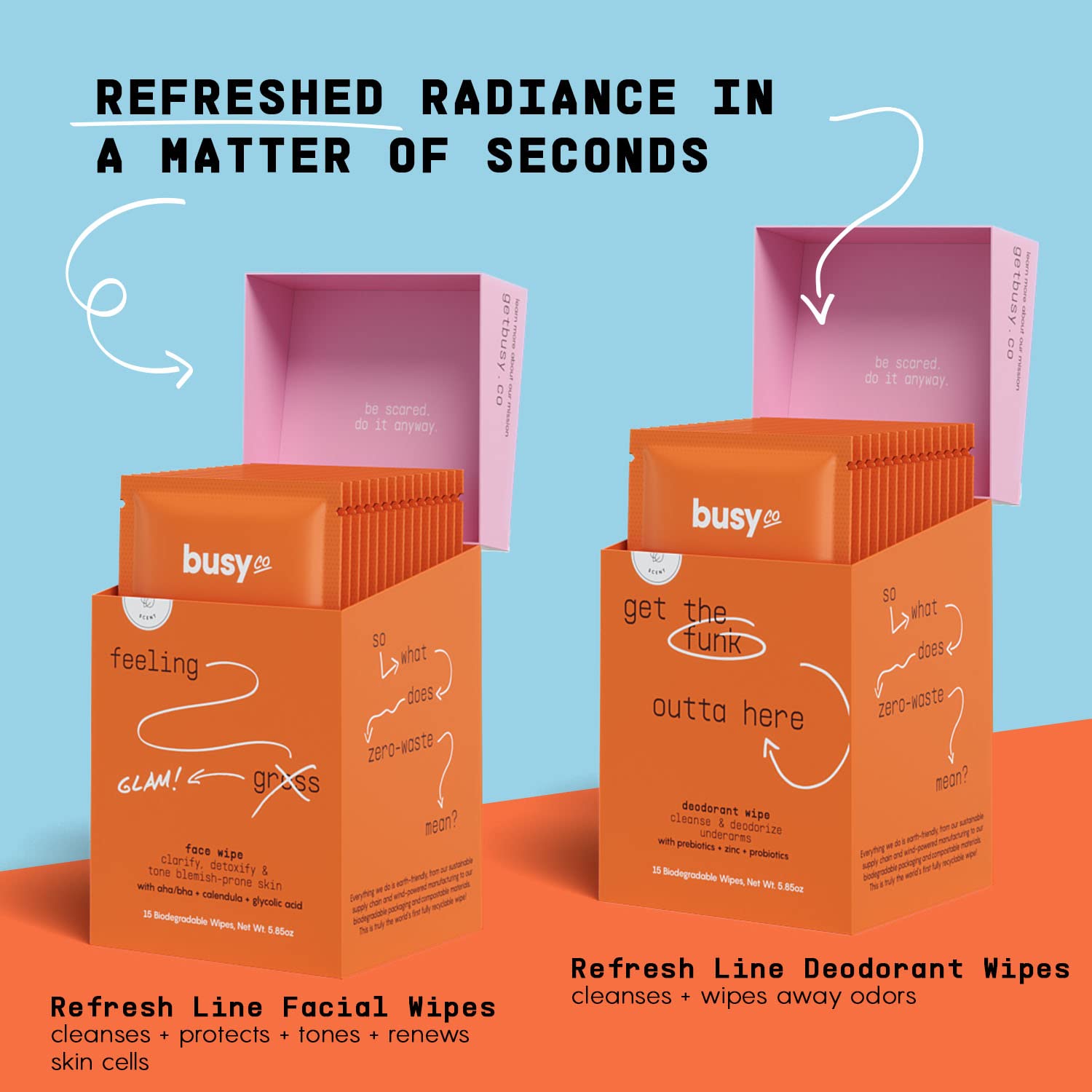 Individually Wrapped Deodorant Wipes with Zinc, Prebiotics & Probiotics