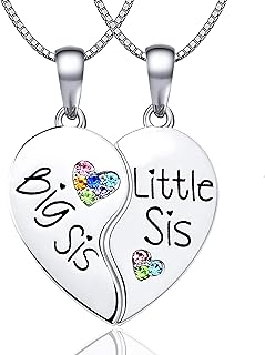 Sister Gifts from Sister, Back to School Heart-shape Puzzle Sister Necklace Big Sister & Little Sister Matching Necklace for Girls Women Teenager on Back to School Birthday Easter Valentines Day Christmas Gifts for Sister