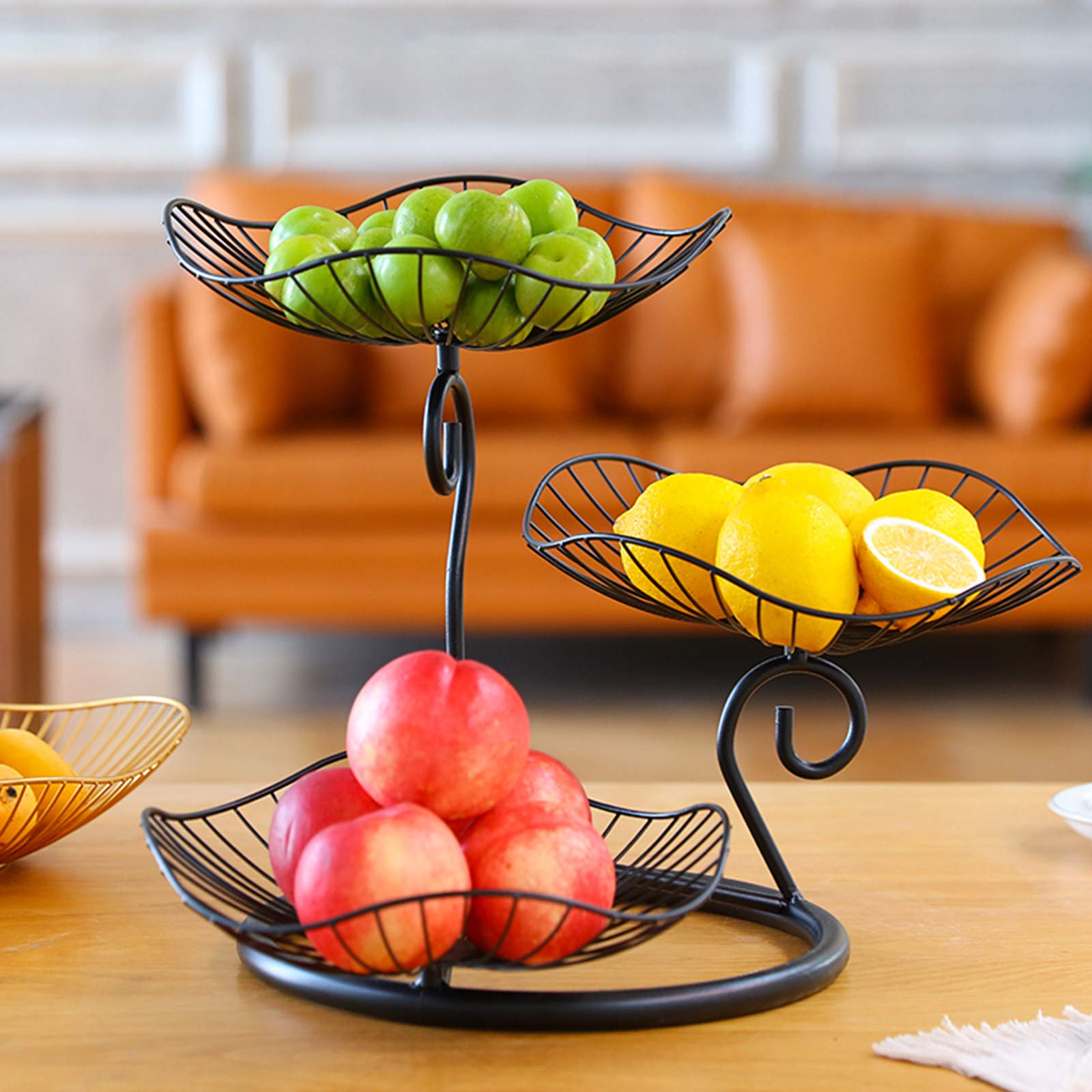 Frutero De 3 Pisos Dorado – Estructura Metálica, Diseño Ahuecado Para Ventilación, Ideal Para Cocina Y Salón