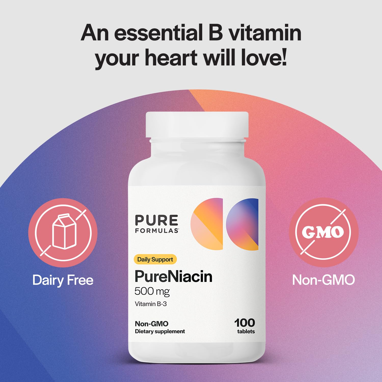 PureFormulas Pure Niacin - Vitamin B3, 500 mg Immediate Release Niacin 500mg - Nicotinic Acid 100 Tablets - Non-GMO B3 Vitamins Supplement — Amazon image 3