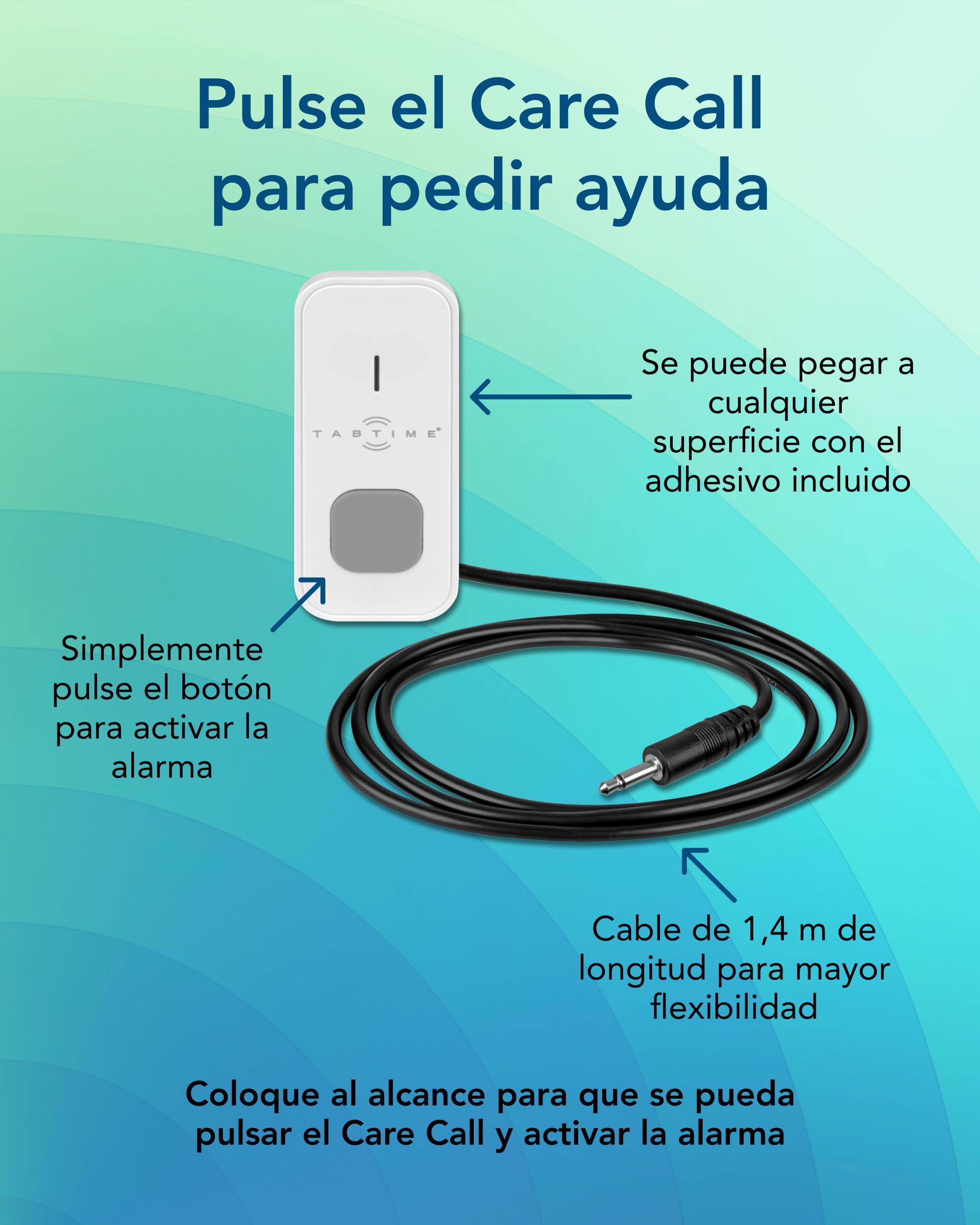 TabTime Alfombrilla de presión de alarma y llamada de cuidado, alfombrilla con sensor de suelo, sensor de presión, alarma de cama para ancianos, sistema Simply Safe