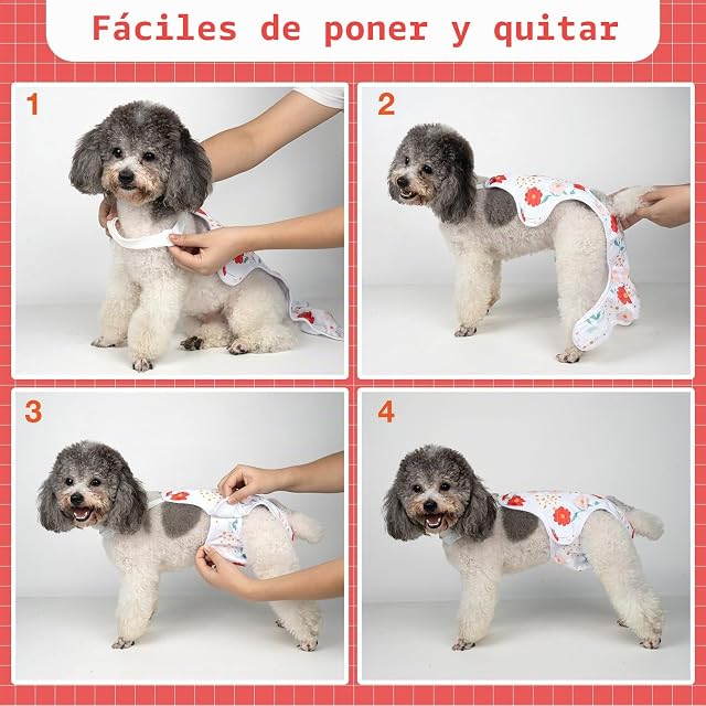 Foto 5 de 7 de MICOOYO Bragas de Período para Perro 3 Pack, Bragas Reutilizables para Perra con Suspensorio Ajustable