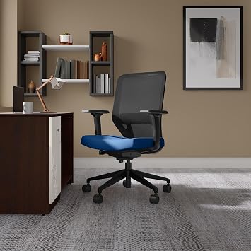 Interio by Godrej Greta Mid Back Black Body Fabric Ergonomic Chair (Royal Blue)