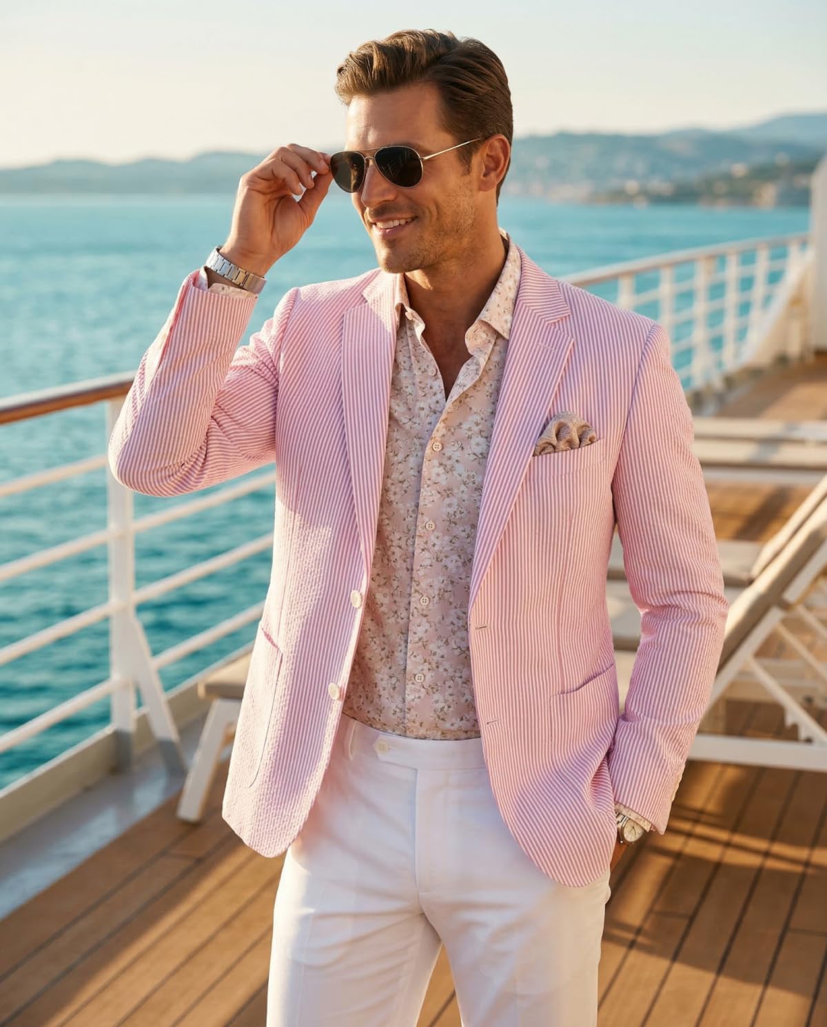 Seersucker Men’s Suits Blazer Separate Slim Fit Suit Jackets for Men Summer Wedding Prom Tuxedo Sports Coat