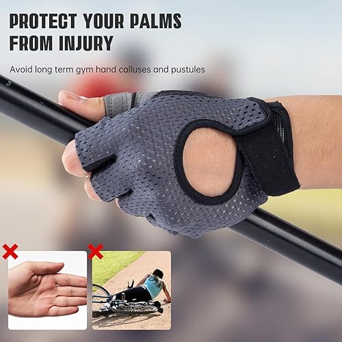 Miniatura 19 de YEHIEL Guantes de gimnasio: protección completa de la palma, guantes de entrenamiento para gimnasio, ciclismo, ejercicio, transpirables Negro