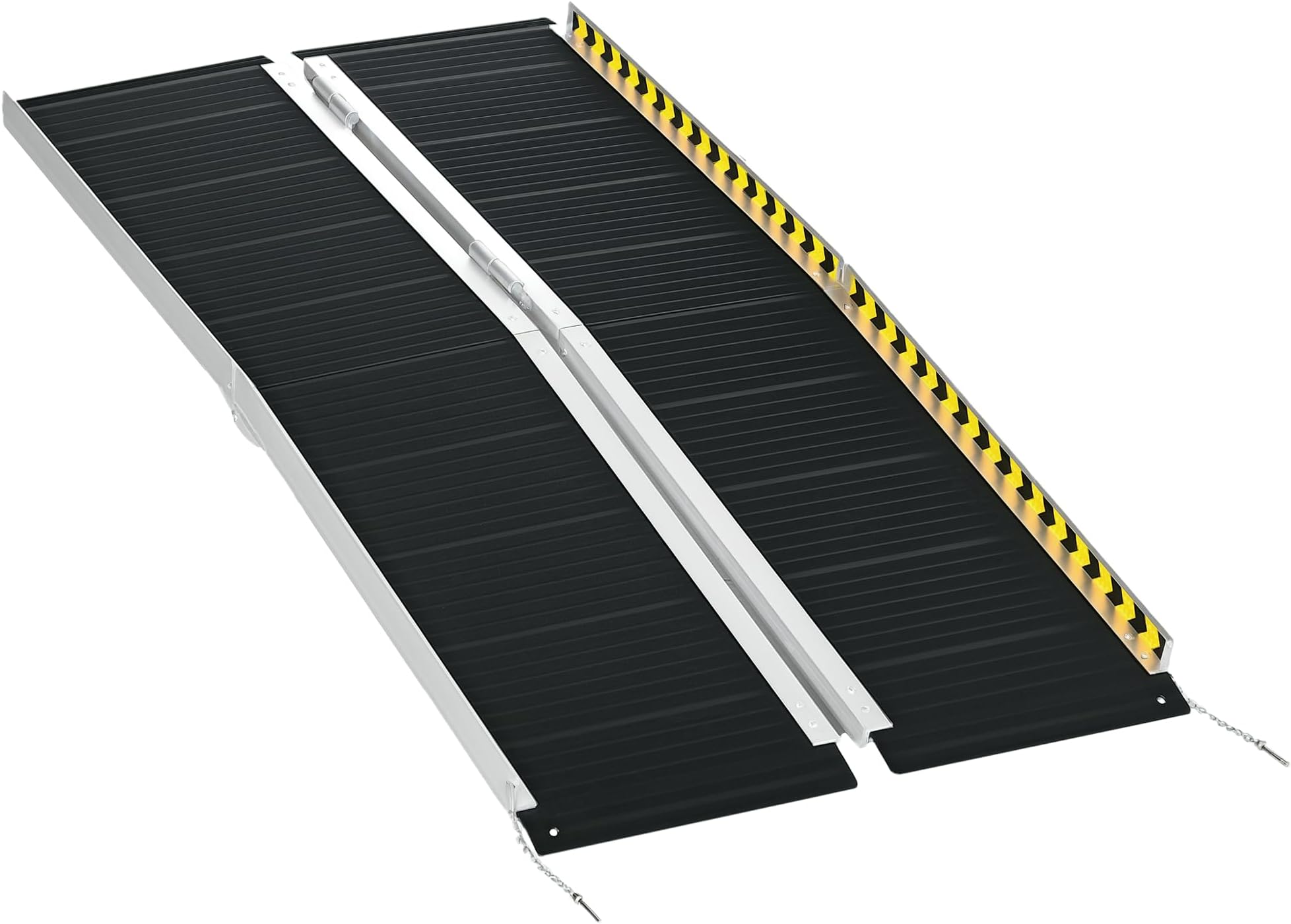 HOMCOM Wheelchair Ramp, 152L x 73Wcm, 272KG Capacity, Folding Aluminium Threshold Ramp with Non-Skid Surface, Transition Plates Above and Below for Home, Steps, Stairs, Curbs, Doorways