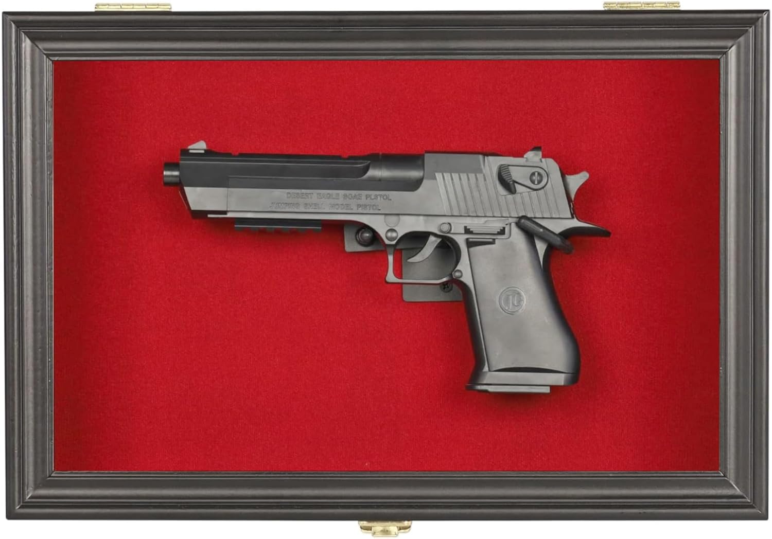 Single Handgun Pistol Revolver Gun Display Case Wall Mount Lockable Red Felt Wood Cabinet w/ 98% UV Protection Acrylic Door Gun Shadow Box Stand Rack Holder