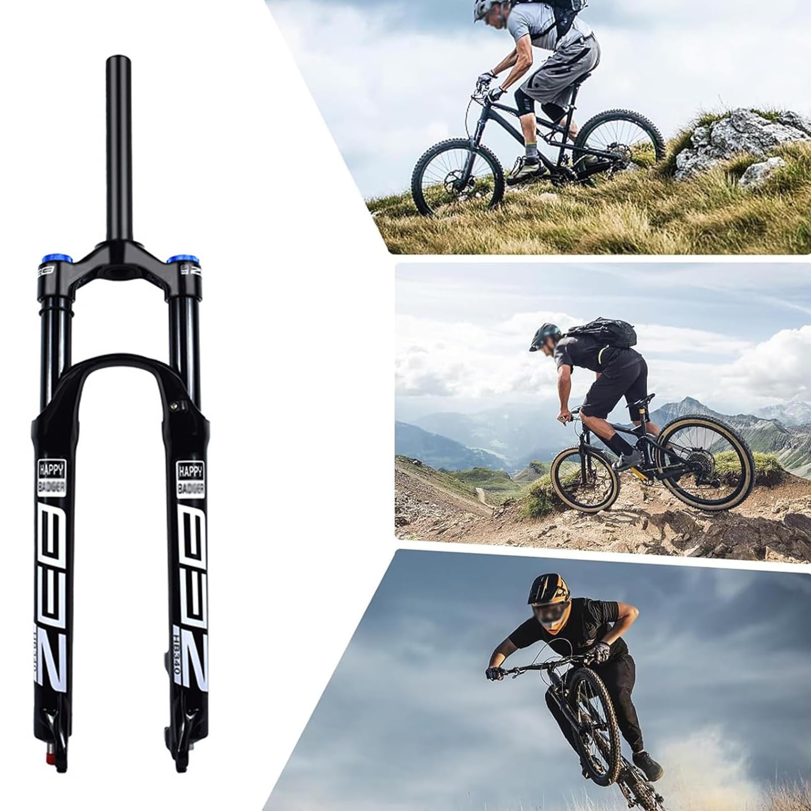 Forcella Ammortizzata ad Aria MTB 26/27.5/29 Escursione 120 mm Regolazione del Ritorno Tubo Dritto/Conico 1 1/8 QR 9 mm Blocco Manuale/remoto Forcelle per Mountain Bike