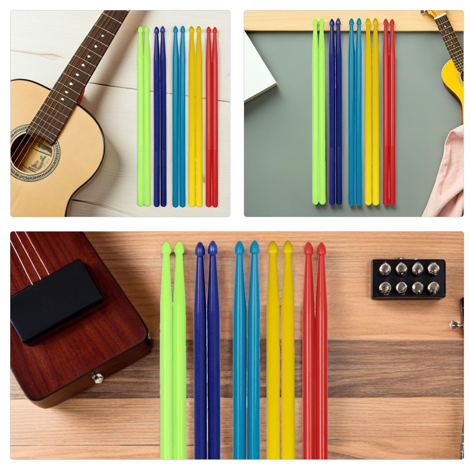 5 Paia Bacchette per Batteria in Nylon Colorate Antiscivolo Design Versatile per Pratica di Gruppo e Performance Musicali