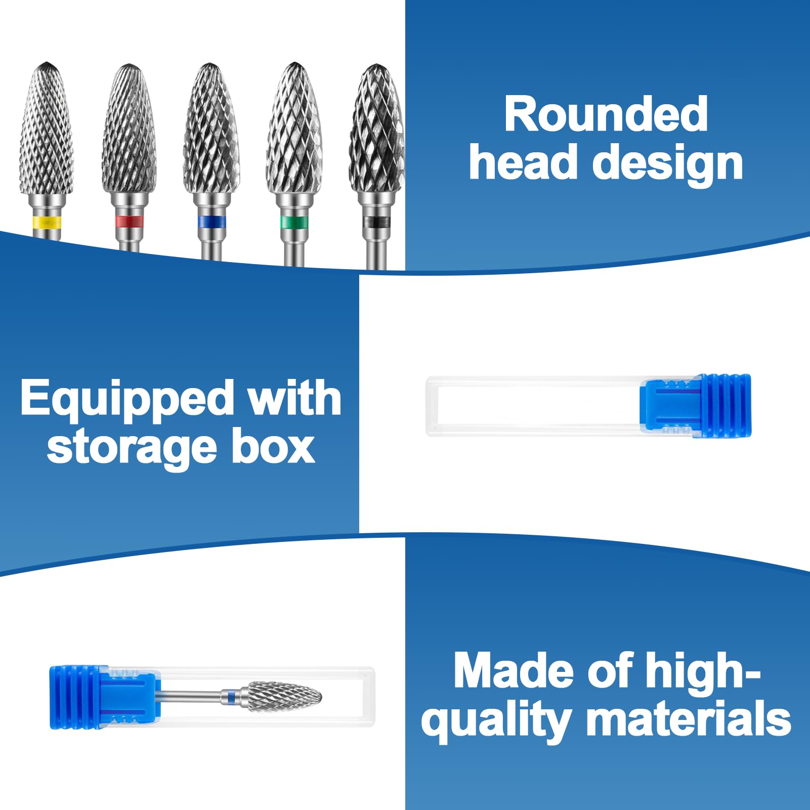 5 punte per fresa per unghie in tungsteno, carburo di tungsteno, punte per fresa, strumenti professionali per manicure e uso domestico, fresa in acciaio al tungsteno
