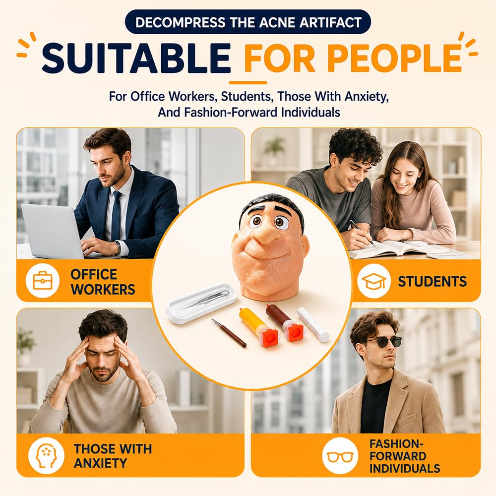 Pickel Ausdrücken Spiel, 22×28×25cm Pickel Ausdrücken Spielzeug, Squishy Pimple Popper Toy, Anti Stress Pimple Popping Toy, Realistischer Mitesser SqueezeToy, FidgetToys für Büro und Zuhause