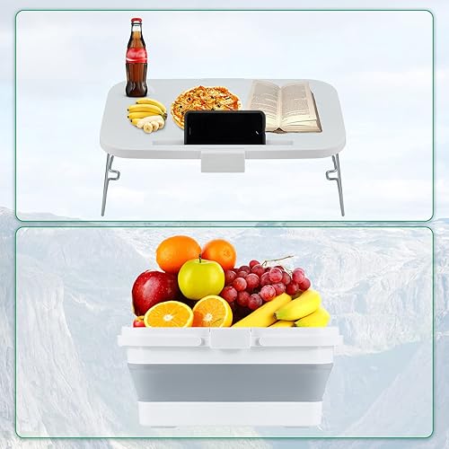 Miniatura 4 de yETO YETO YA2210 - Bandeja de comida plegable con tapa multifunción para fregadero plegable de 15 litros, asa resistente, bandeja de comida para
