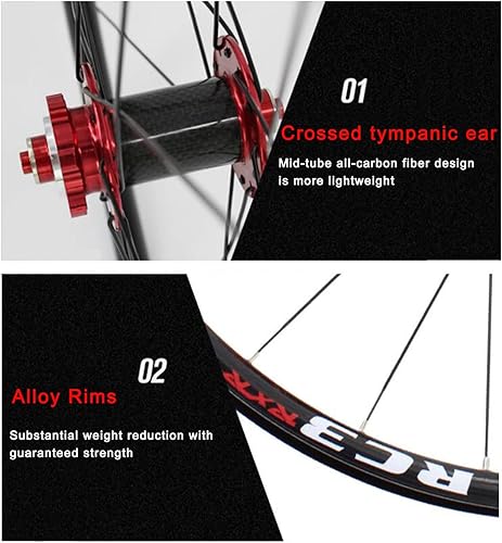 Miniatura 4 de ZECHAO Rueda de ciclo de 2627.529 pulgadas, tambor de flores de fibra de carbono delantero, 2 traseros, 5 rodamientos, 24 agujeros, accesorios de