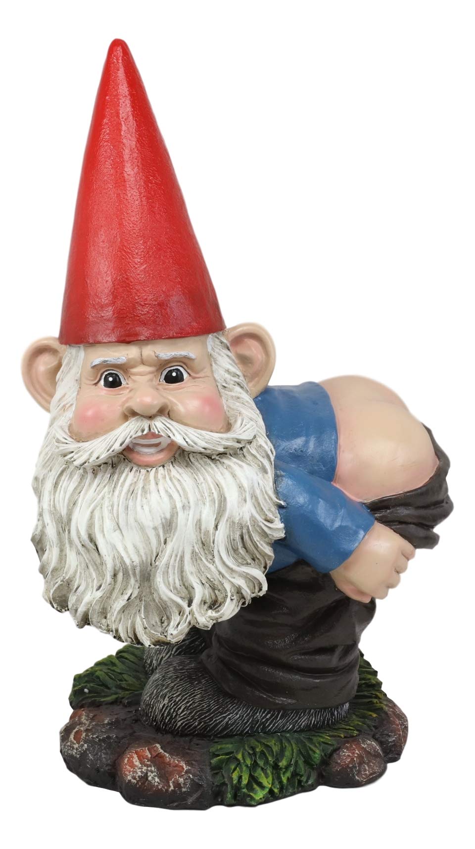Ebros 13.5" Tall Naughty Fun Prank Bare Butts Mooning Grumpy Garden Gnome Statue Patio Outdoor Pool Deck Figurine As Whimsical Decor Magical Fantasy 'Nature Calls' Dwarf Gnomes