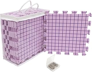 Blocking Mats for Knitting & Crochet Projects 0.59Inch Thickness Crochet Blocking Board 9 Pack, 150 T-Pins and 1 Storage Bag, Blocking Board for Crocheting Knitting Blocking Mats and Pins (Pink)