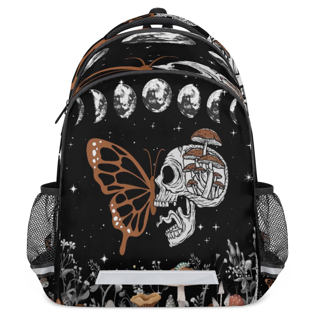 YoCosy Brown Gothic Skull Butterfly Black Galaxy Space Backpack School Bookbag Laptop Purse Casual Daypack for Teen Girls Women Boys Men College