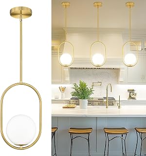 AUTELO 8 Inch Pendant Lights Kitchen Island, Gold Pendant Light Fixture
