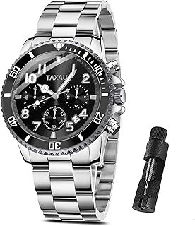 Mens Watches Silver Watches for Men Black Dial Mens Dress Watches for Men Stainless Steel Men's Wrist Watches Male Waterproof Men's Watches Reloj para Hombre