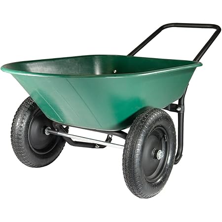 Marathon Yard Rover – 2 Tire Wheelbarrow Garden Cart - Green/Black