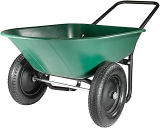 Marathon Yard Rover â€“ 2 Tire Wheelbarrow Garden Cart - Green/Black