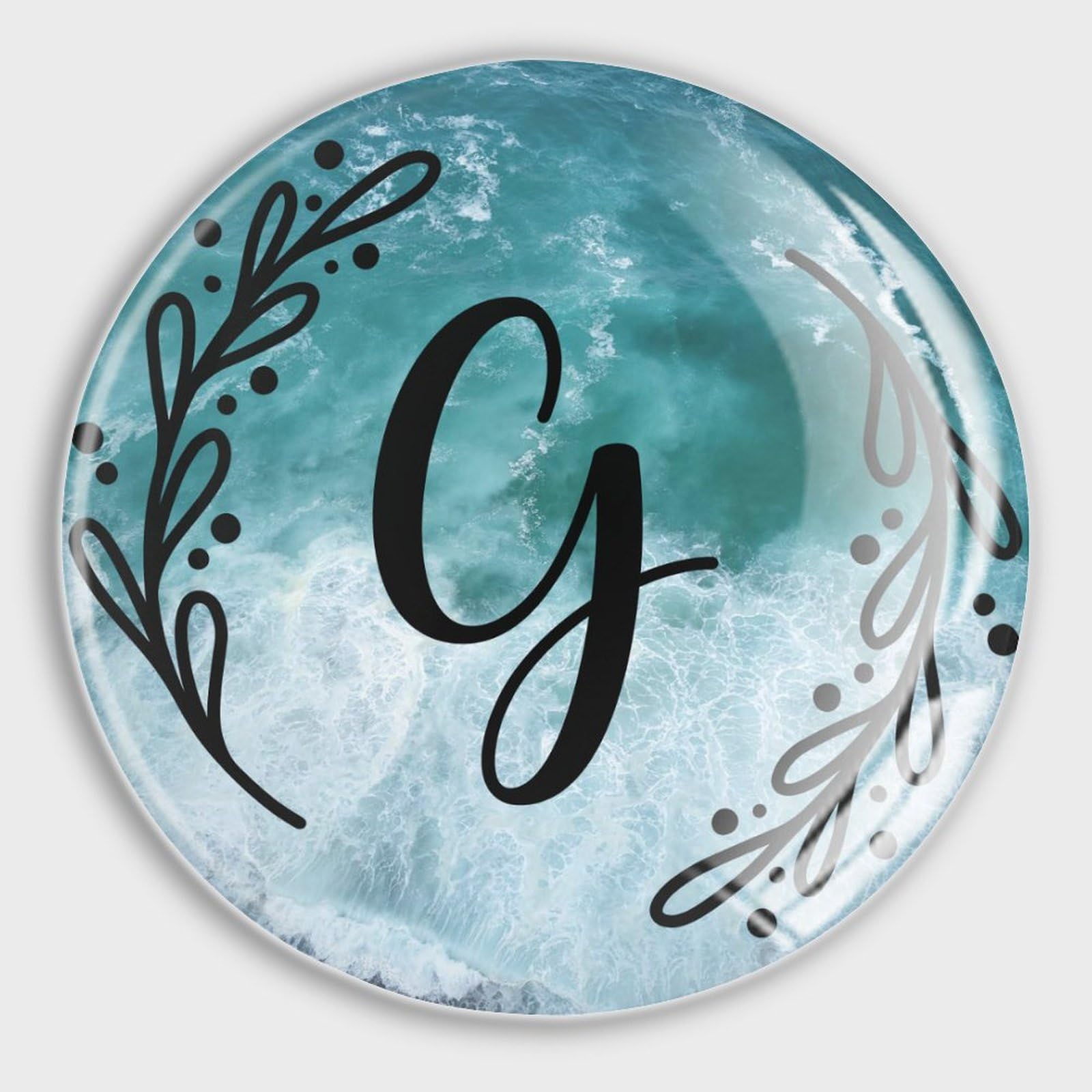 Lot de 4 aimants puissants en verre avec monogramme initiale G pour tableaux