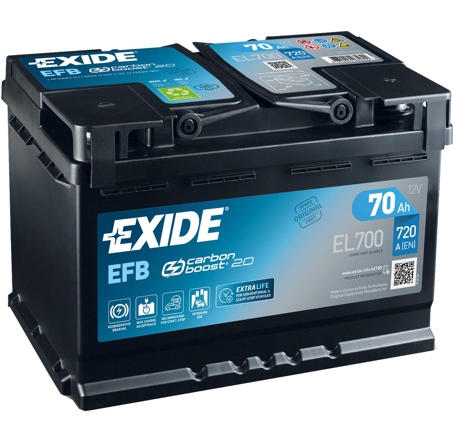 Start & Stop Exide Battery 70 Ah 720 (en) EL600