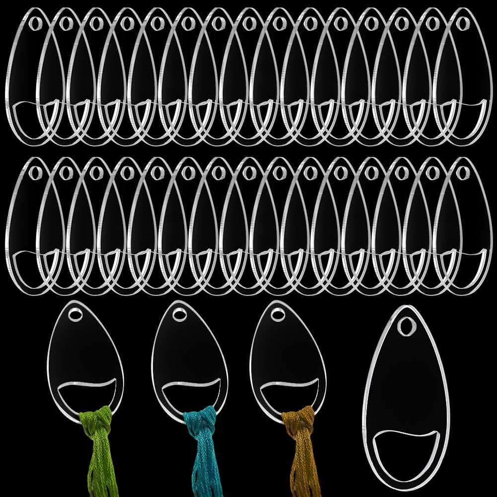 PH PandaHall 50pcs Acrylic Clear Thread Drops, Rectangle Cross Stitch Thread Organizers Embroidery Floss Drop Organizer Thread Bobbins Bulk for DIY Craft Sewing Thread Storage, 2.17x0.78 Inch