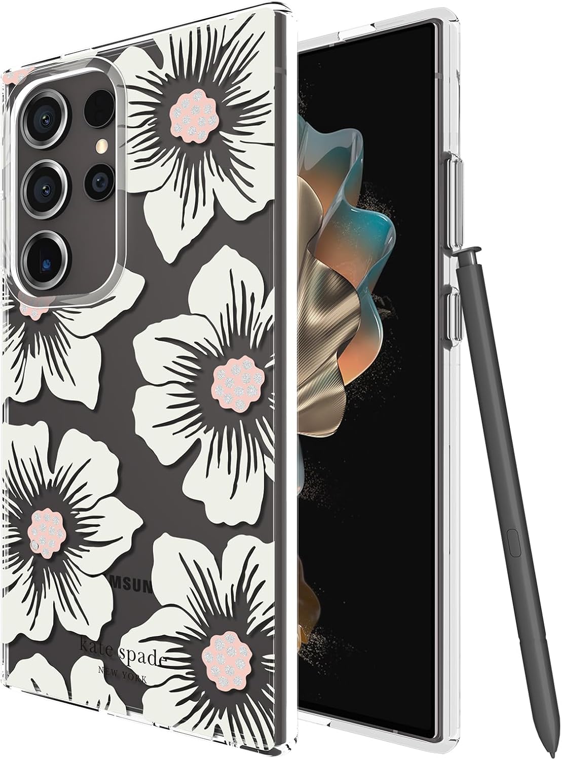 Kate Spade New York Samsung Galaxy S24 Ultra Case, Compatible with Wireless Charging - City Leopard Black
