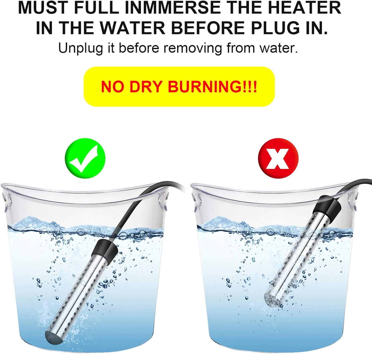 Buy Immersion Water Heater, GESAIL 1500W Submersible Immersion Water