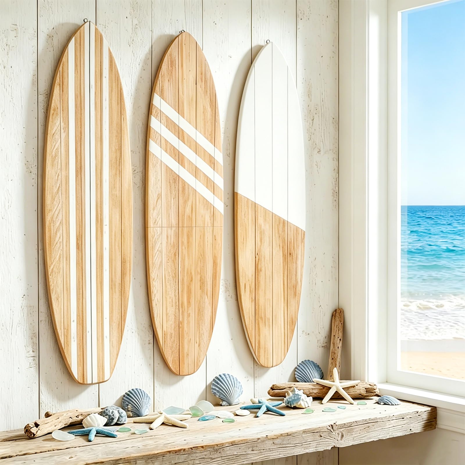 3 tavole da surf extra grandi, decorazione da parete in legno, 80 x 25 cm, decorazione da parete per esterni, decorazione da parete per camera da letto, piscina, bar tropicali, decorazione per la casa