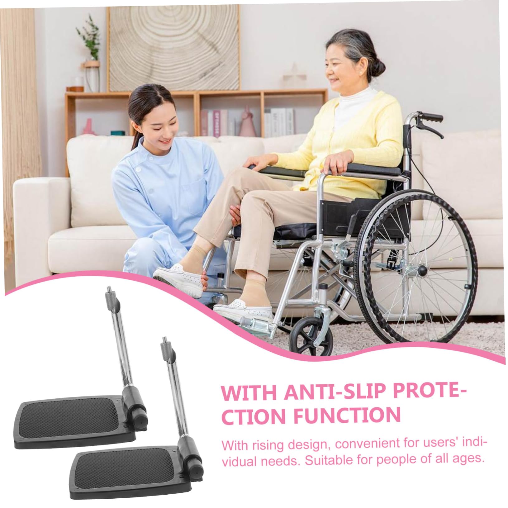 Healeved Reposapiés Resistentes para Silla de Ruedas Pedal y Almohadilla de Plástico, Accesorios Plegables para Uso Diario Color Aleatorio