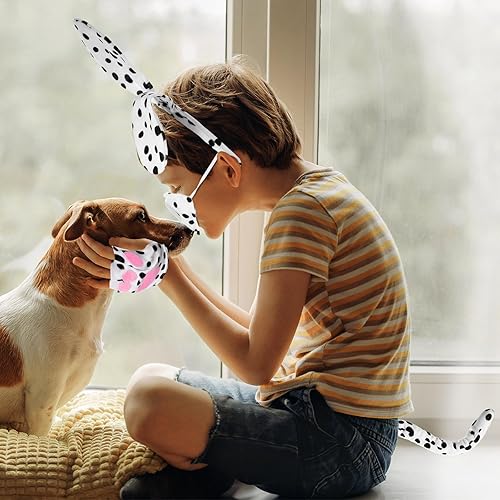 Miniatura 7 de Syhood Disfraz de cachorro para perro, diadema con orejas de perro, corbatín, nariz, cola de cachorro, guantes de pata de cachorro, disfraz de