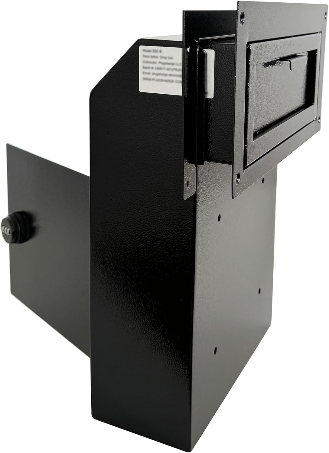 Locking Door Drop Box with Combination Lock – Steel Mailbox with Rear Access, Mail Slot for Rent, Deposit, Night Key, and Mail – Through-Door Design Prevents Money Fishing, Durable Black