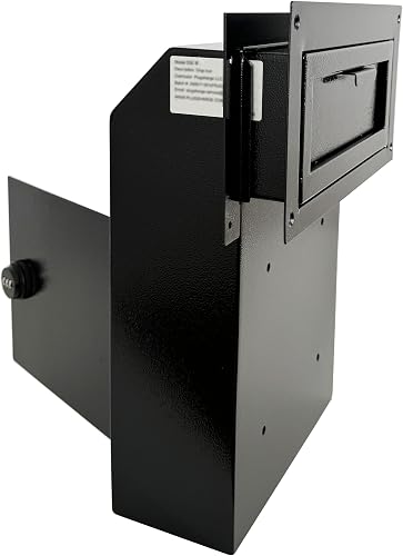 Locking Door Drop Box with Combination Lock – Steel Mailbox with Rear Access, Mail Slot for Rent, Deposit, Night Key, and Mail – Through-Door Design Prevents Money Fishing, Durable Black