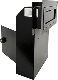 Locking Door Drop Box with Combination Lock – Steel Mailbox with Rear Access, Mail Slot for Rent, Deposit, Night Key, and Mail – Through-Door Design Prevents Money Fishing, Durable Black