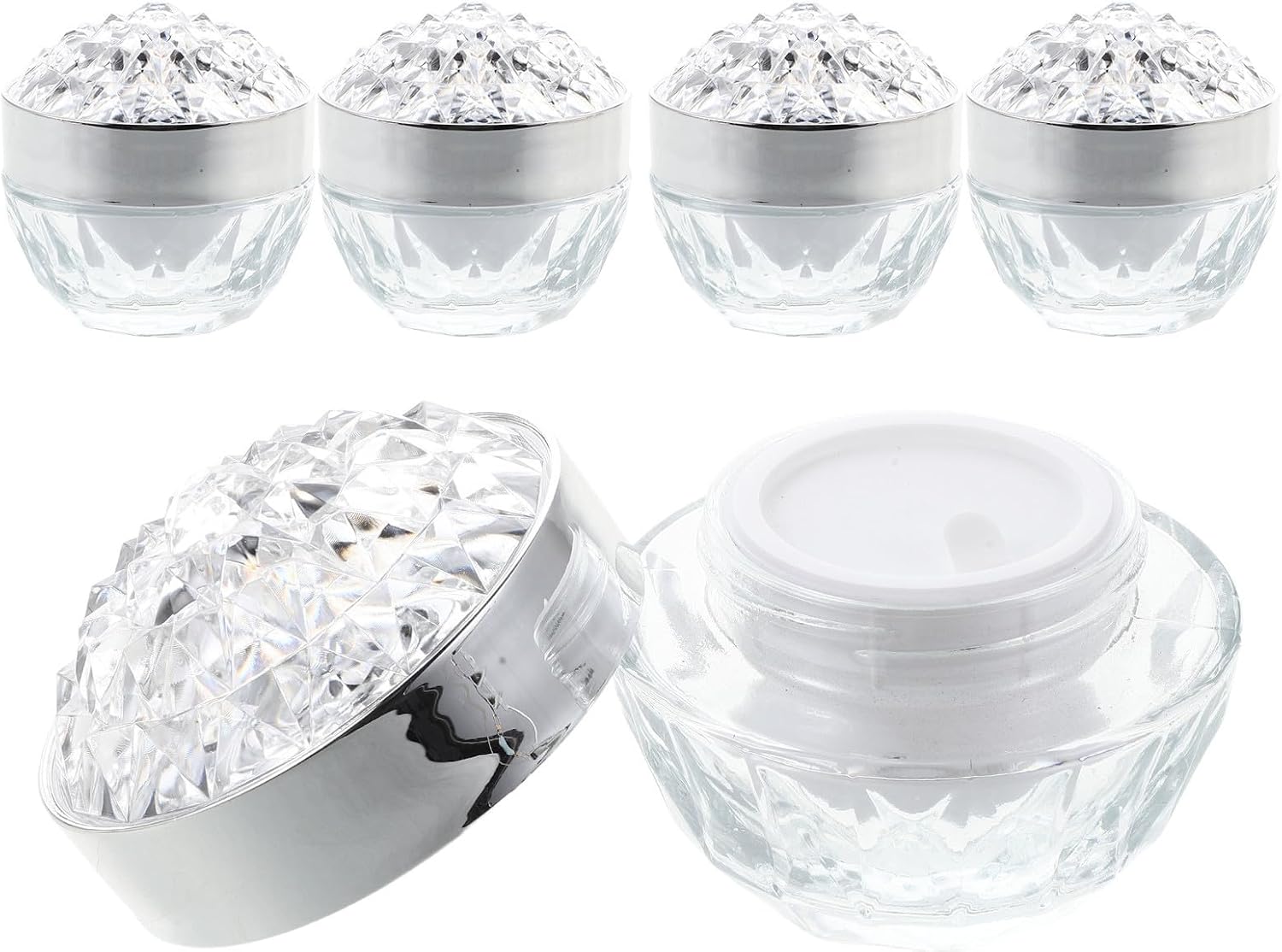 5 Pack Glass Cream Jars 30g with Silver Lids for Travel