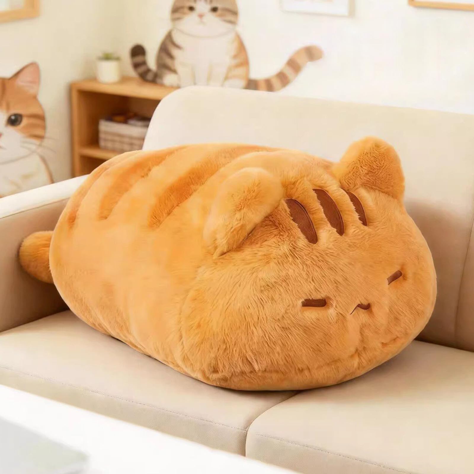 Kauerndes Katzen-Plüschtier 40 cm roter Kater Kuscheltier PP-Baumwoll-Füllung Katzenkissen