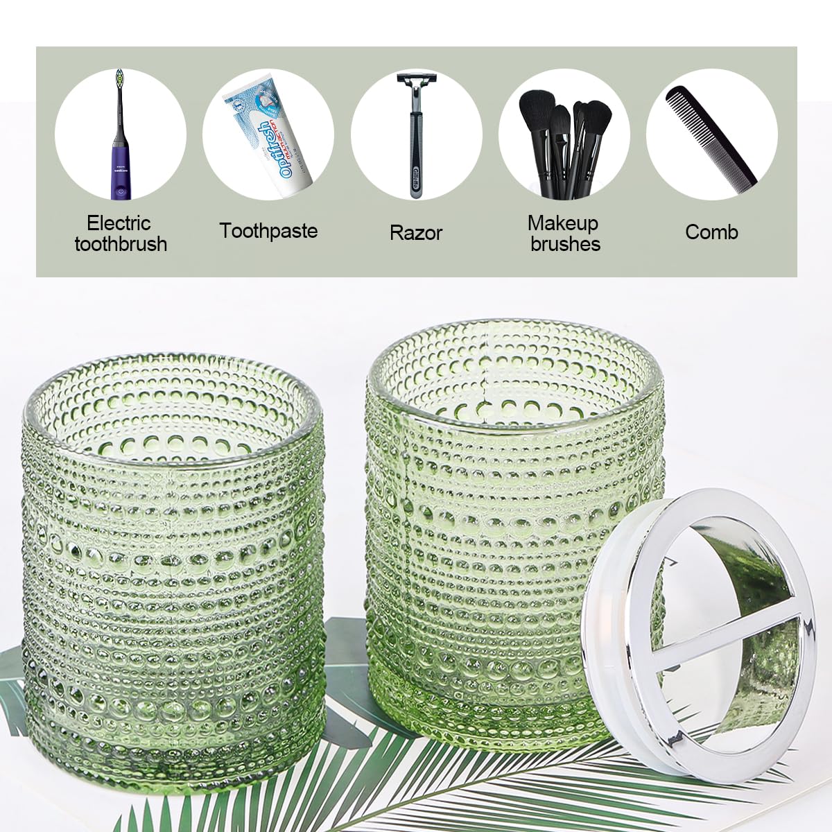 Soporte para cepillos de dientes para baños, juego de soporte de vidrio para cepillo de dientes y pasta de dientes, vaso de baño de 10 onzas y taza de enjuague bucal, soporte para cepillo de