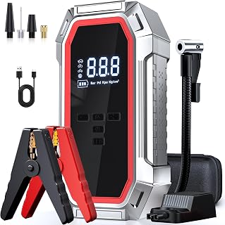 DECHANIE 5000A Jump Starter with 160PSI Air Compressor: Portable 12V Battery Booster for 9L Gas/8L Diesel, Power Bank, LED Light