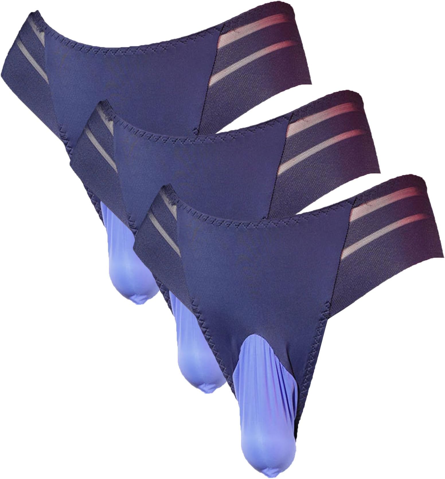 Men's Ice Silk See Through Underpants Jockstrap U Convex Pouch Bikini Briefs Lace Elephant Nose Underwear