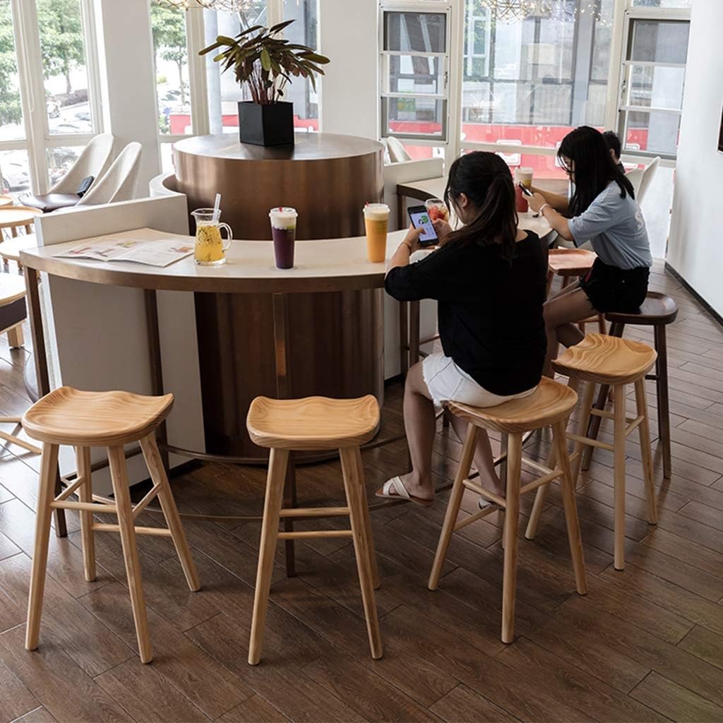 Taburetes de bar de madera con reposapiés, sillas para cocina, cafetería, pub, mostrador de desayuno, acabado natural, muebles de comedor casuales