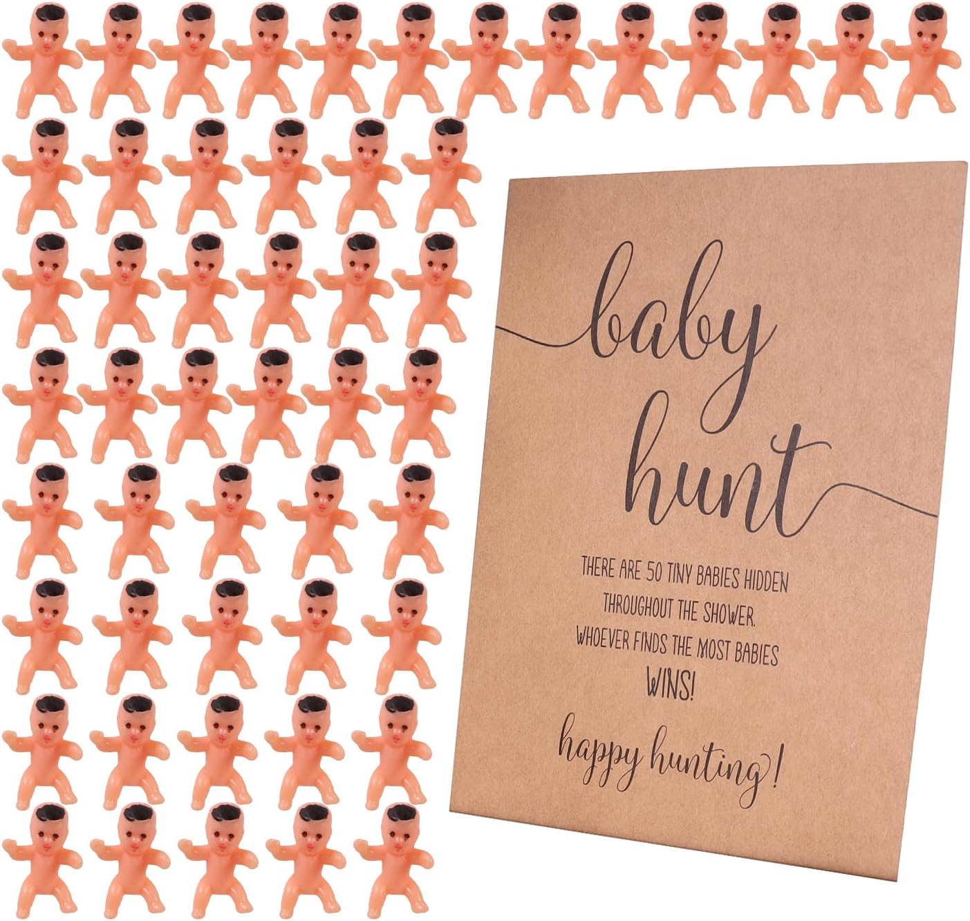 All Ewired Up 51 Pieces Baby Shower Games Include Kraft Baby Hunt Sign 50 Mini Plastic Babies Tiny Babies Boy Girl Baby Shower Games Gender Reveal Party Favors, Find The Baby (Latin)