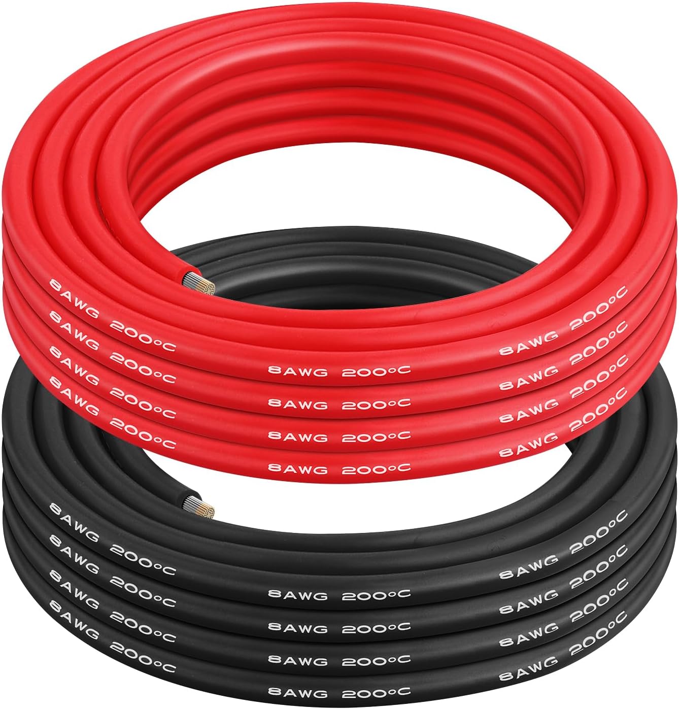 8 AWG Gauge Silicone Wire Electrical Cable（10ft red &10ft Black） Soft & Flexible 0.08 mm Tinned Copper core High Temperature Resistant Silicone Wire for Arduino Projects, RC Cars, Boat, Drones etc.