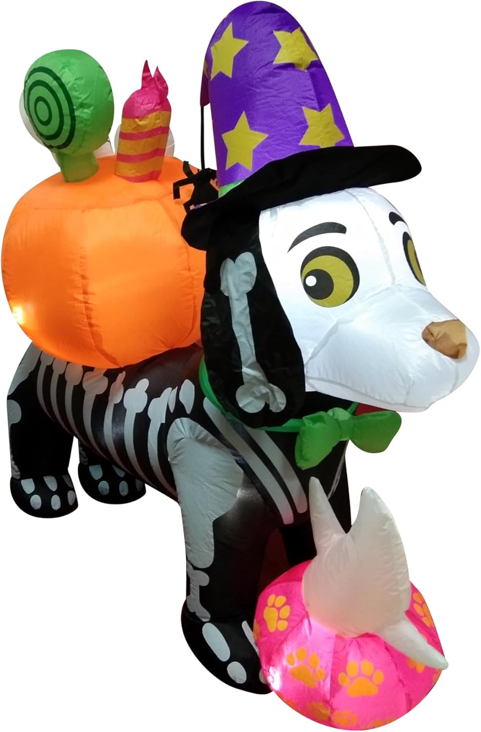 2025 CozyBox 5FT Halloween Inflatable Outdoor Decoration Built-in LED- Self-Inflating, Cute Skeleton Dog Weather-Resistant Yard Blow Up for Events, Halloween Party, Lawn, Porch