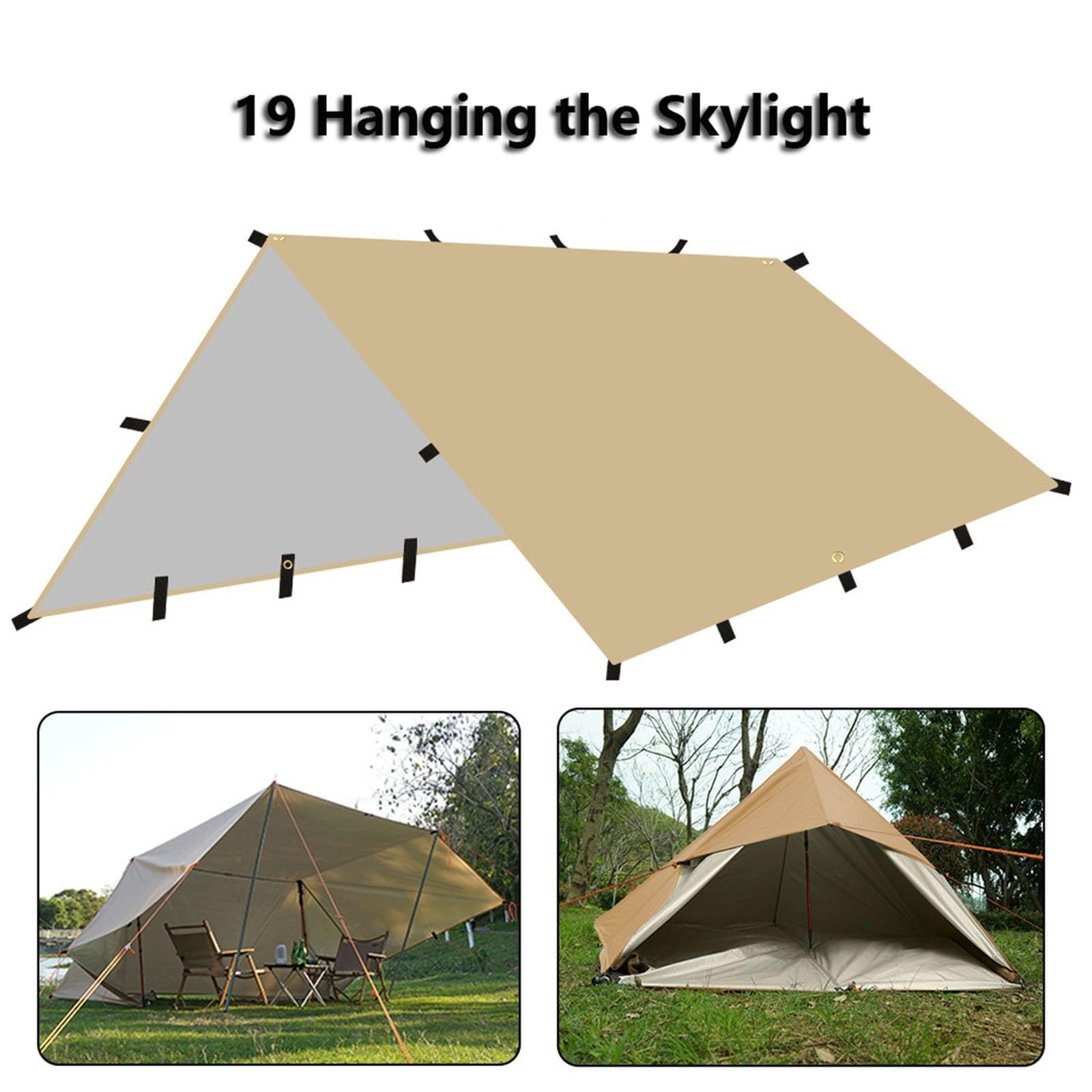 Planen-Markisendach,Campingmatte,Tragbare Regenplane Für Outdoor-Camping,Planenschutz Für Wanderwege (3 M X 3 M/4 M/5 M),Bauen Sie Zelte In Verschiedenen Formen Black,4 * 4m