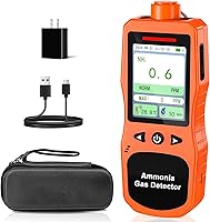 ZYKYCX Portable Ammonia Gas Detector 0-200 PPM, Rechargeable NH3 Monitor with Temp/Humidity for Farms, Poultry, Livestock - Orange