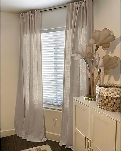 Miniatura 3 de INOVADAY Cortinas de lino blanco de 84 pulgadas de largo para sala de estar, dormitorio, cortinas traslúcidas de privacidad con pestaña trasera de