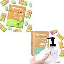 flowcheer Foaming Hand Soap Tablet Refills CrystalClear Glass Foaming Hand Soap Dispenser + 16 scented Soap Refill Tablets