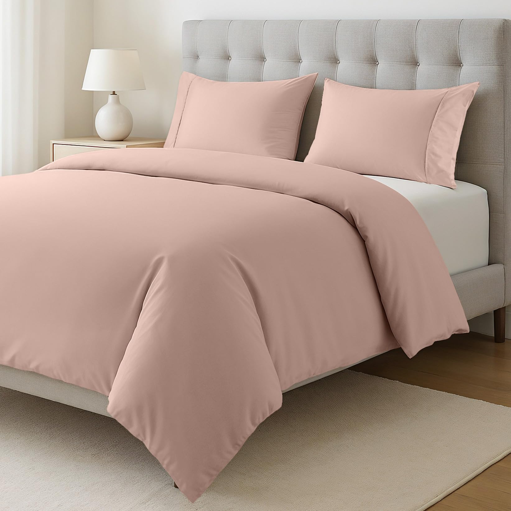 Cotton Duvet Cover Set Super King Size Sepia Rose - Pre-Washed 100% Cotton, Lightweight and Breathable Percale Weave, Eco-Friendly Quilt Cover with Button Closure, 3 Piece Bedding Set