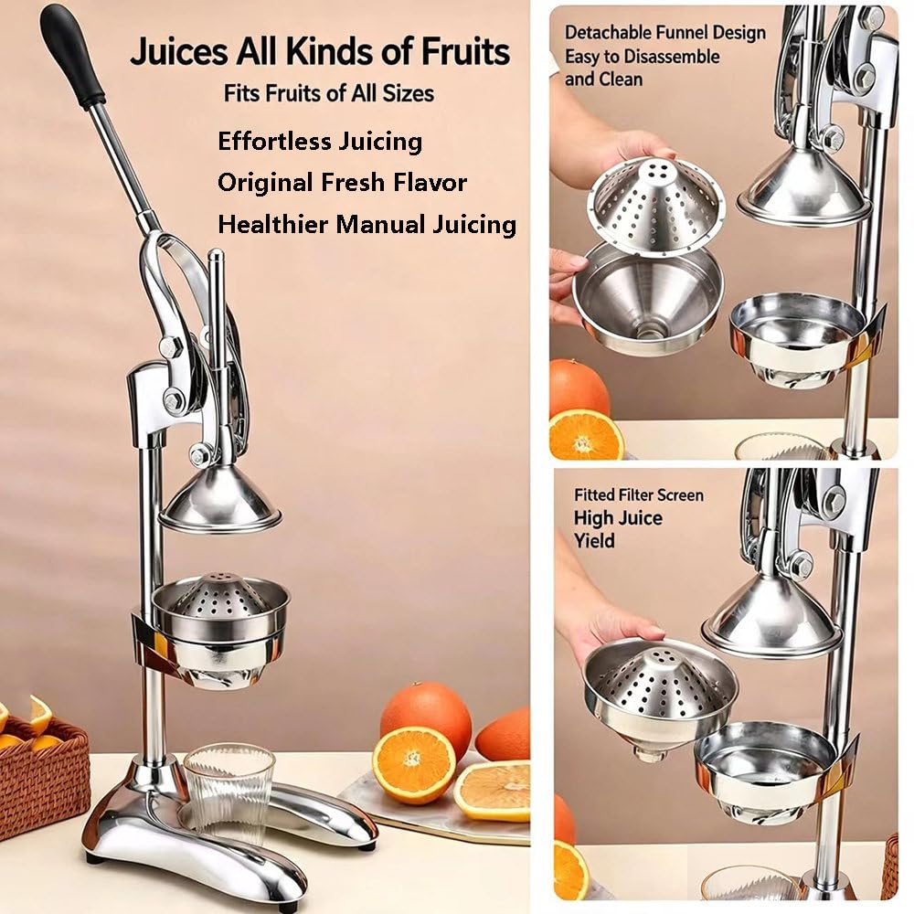 Presse-Agrumes Manuel, Presse-Fruits à Main en Acier Inoxydable 304, Extracteur De Jus Robuste pour Oranges, Citrons Et Grenades, Presse-Agrumes Manuel Amovible Et Facile à Nettoyer